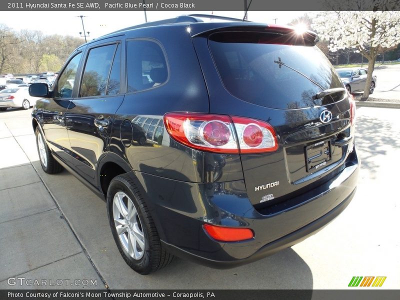 Pacific Blue Pearl / Cocoa Black 2011 Hyundai Santa Fe SE AWD