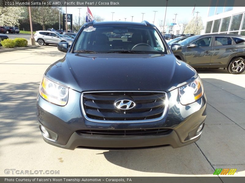 Pacific Blue Pearl / Cocoa Black 2011 Hyundai Santa Fe SE AWD