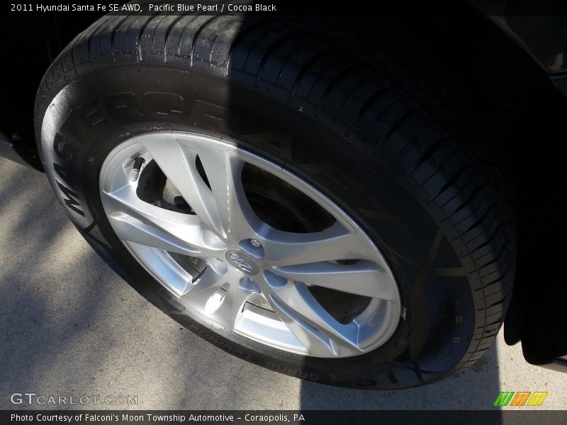 Pacific Blue Pearl / Cocoa Black 2011 Hyundai Santa Fe SE AWD