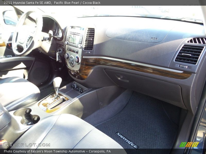 Pacific Blue Pearl / Cocoa Black 2011 Hyundai Santa Fe SE AWD