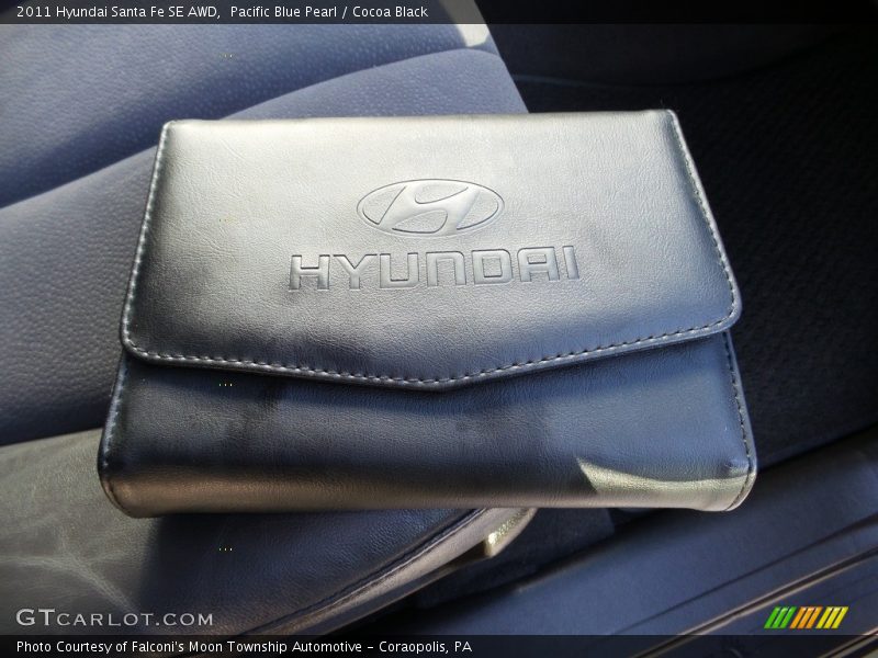 Pacific Blue Pearl / Cocoa Black 2011 Hyundai Santa Fe SE AWD