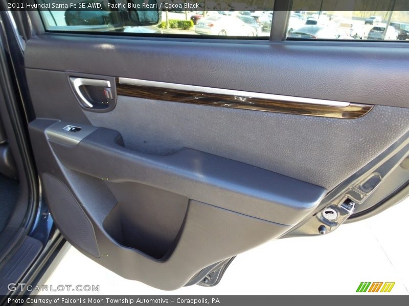 Pacific Blue Pearl / Cocoa Black 2011 Hyundai Santa Fe SE AWD