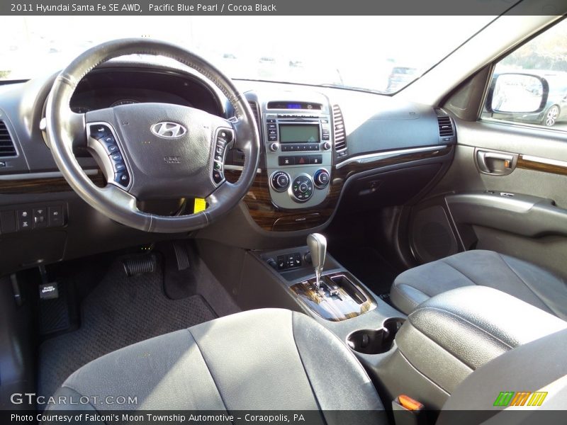 Pacific Blue Pearl / Cocoa Black 2011 Hyundai Santa Fe SE AWD