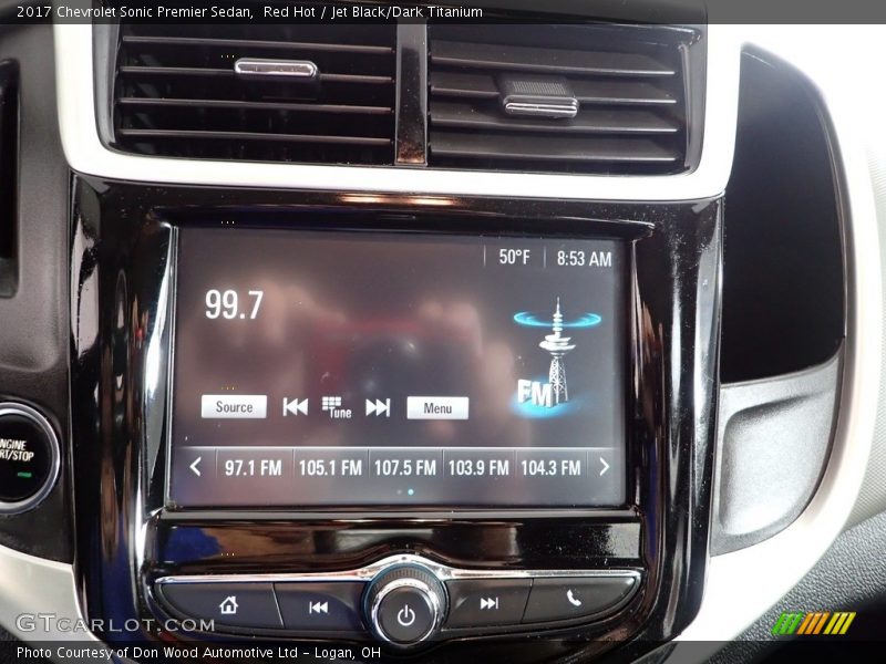Red Hot / Jet Black/Dark Titanium 2017 Chevrolet Sonic Premier Sedan