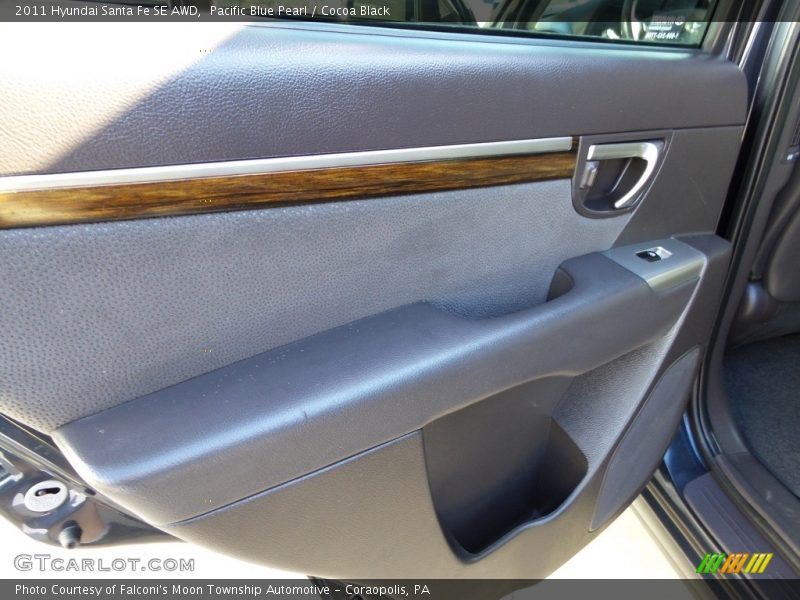 Pacific Blue Pearl / Cocoa Black 2011 Hyundai Santa Fe SE AWD