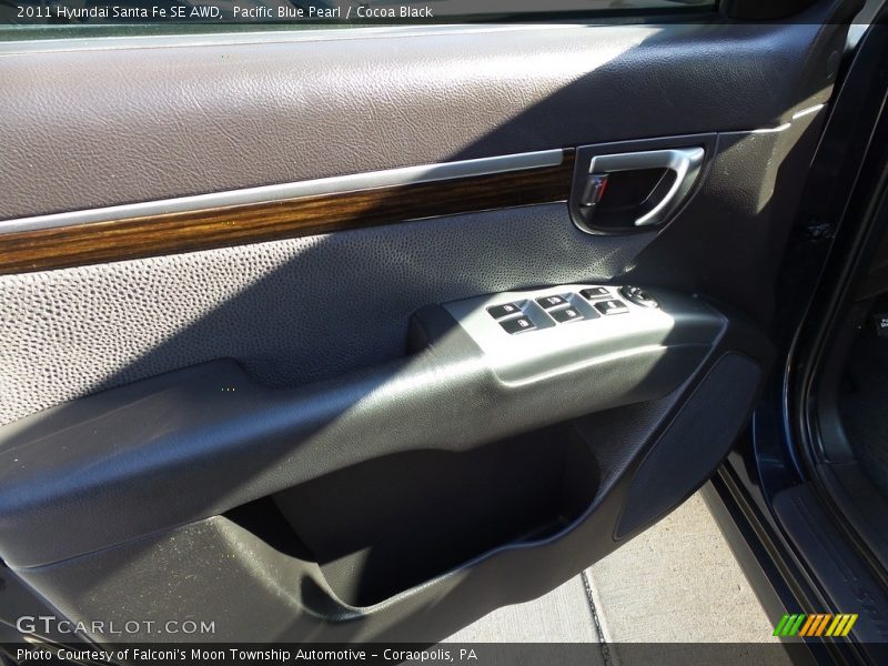 Pacific Blue Pearl / Cocoa Black 2011 Hyundai Santa Fe SE AWD