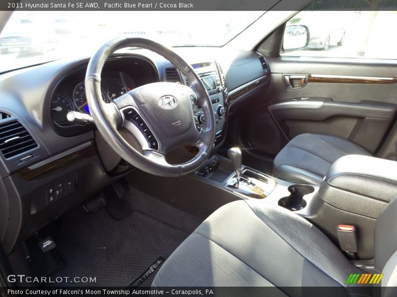 Pacific Blue Pearl / Cocoa Black 2011 Hyundai Santa Fe SE AWD