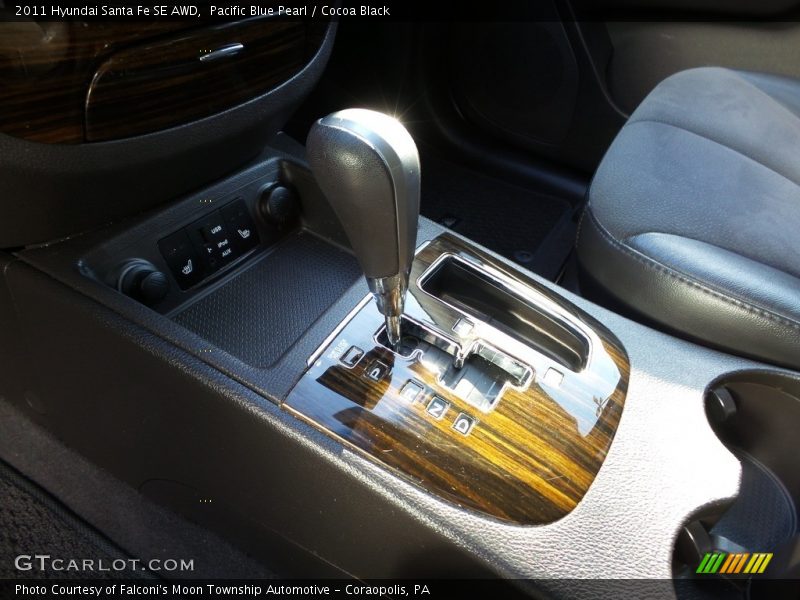 Pacific Blue Pearl / Cocoa Black 2011 Hyundai Santa Fe SE AWD