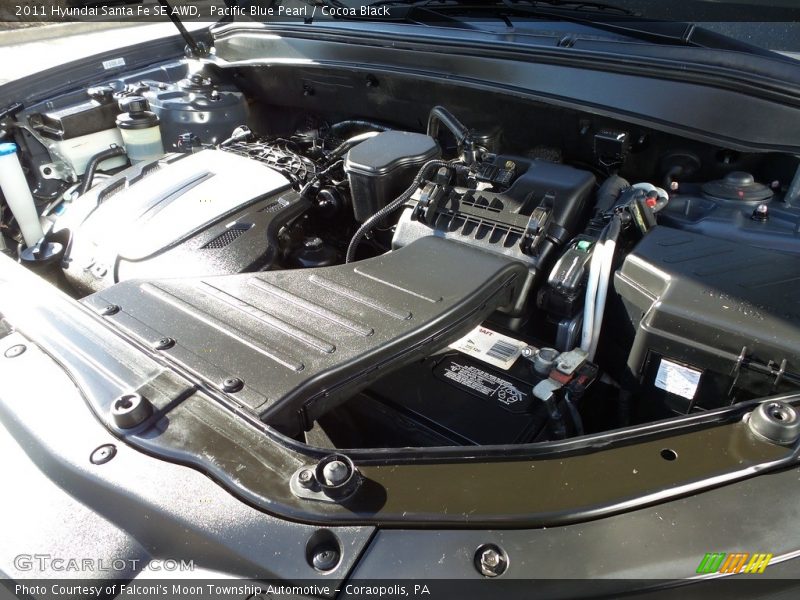 Pacific Blue Pearl / Cocoa Black 2011 Hyundai Santa Fe SE AWD