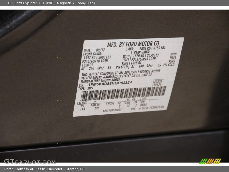 Magnetic / Ebony Black 2017 Ford Explorer XLT 4WD