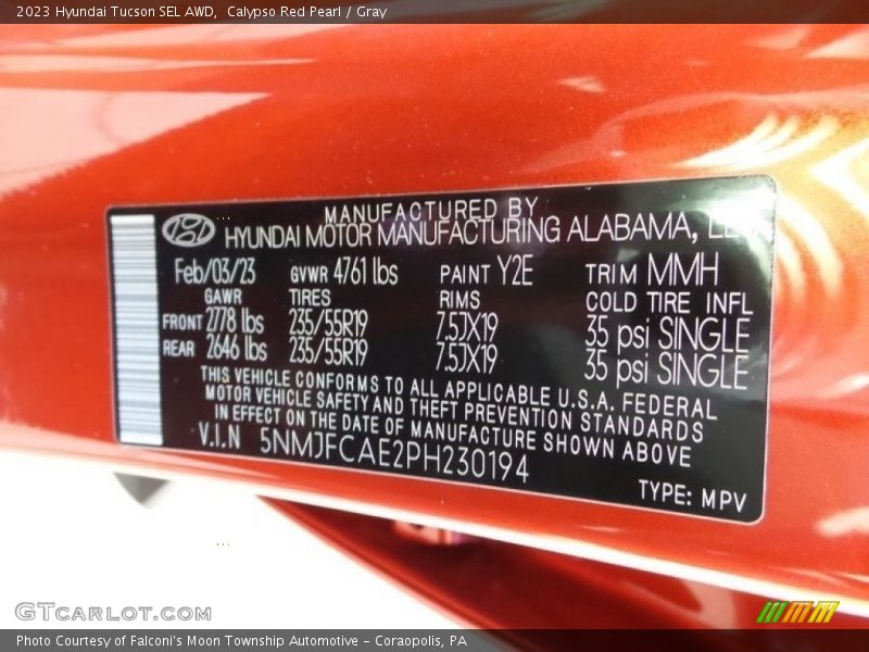 Calypso Red Pearl / Gray 2023 Hyundai Tucson SEL AWD