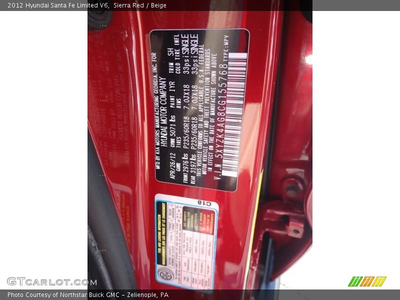 Sierra Red / Beige 2012 Hyundai Santa Fe Limited V6