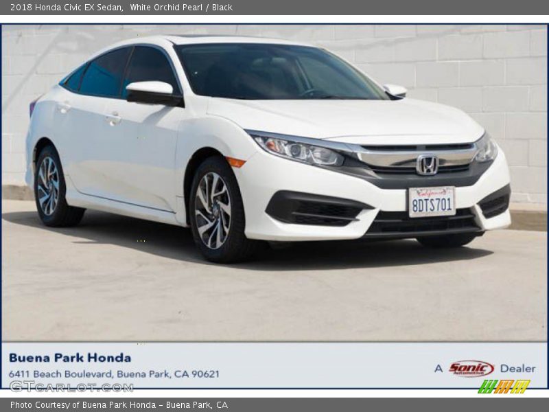 White Orchid Pearl / Black 2018 Honda Civic EX Sedan