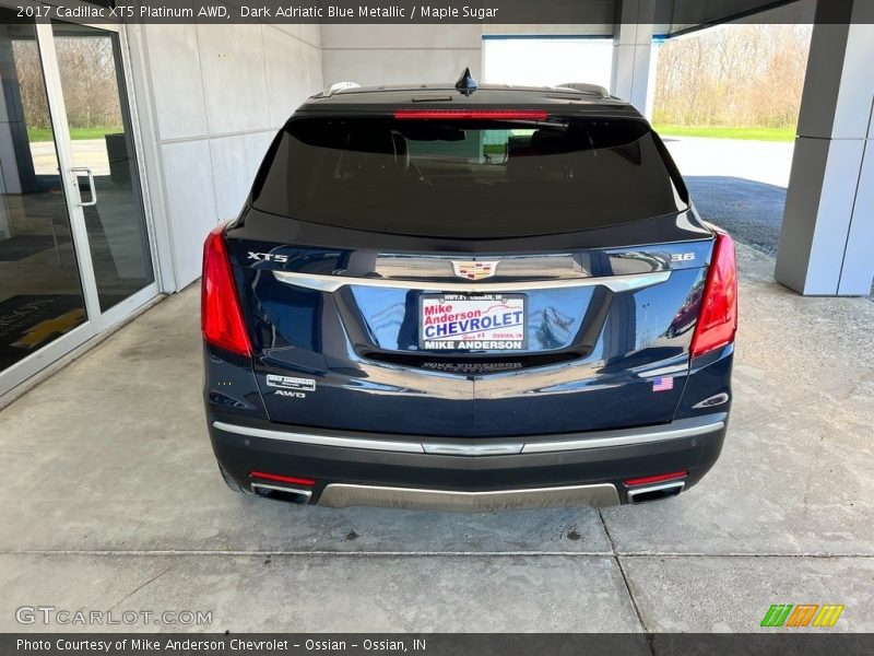 Dark Adriatic Blue Metallic / Maple Sugar 2017 Cadillac XT5 Platinum AWD