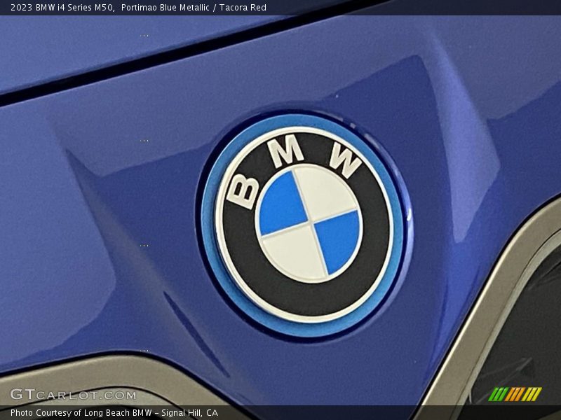 Portimao Blue Metallic / Tacora Red 2023 BMW i4 Series M50