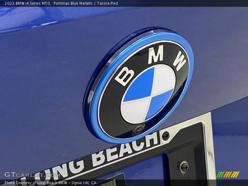 Portimao Blue Metallic / Tacora Red 2023 BMW i4 Series M50