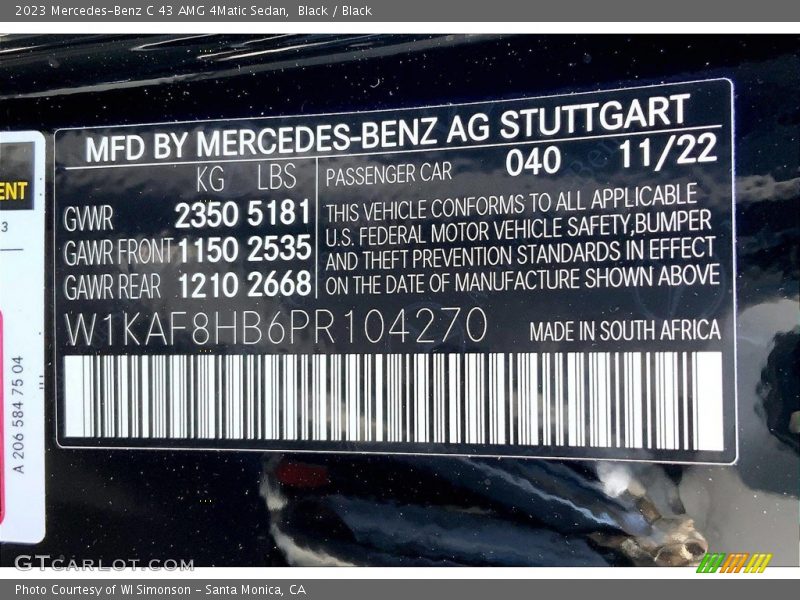 Black / Black 2023 Mercedes-Benz C 43 AMG 4Matic Sedan