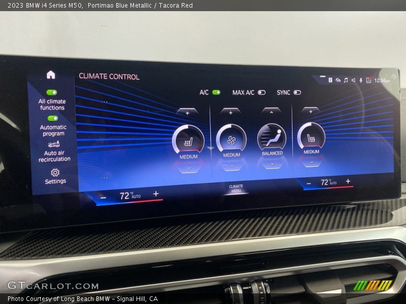 Portimao Blue Metallic / Tacora Red 2023 BMW i4 Series M50