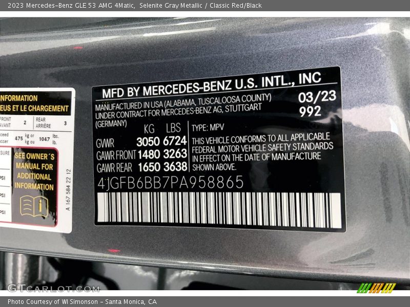 Selenite Gray Metallic / Classic Red/Black 2023 Mercedes-Benz GLE 53 AMG 4Matic