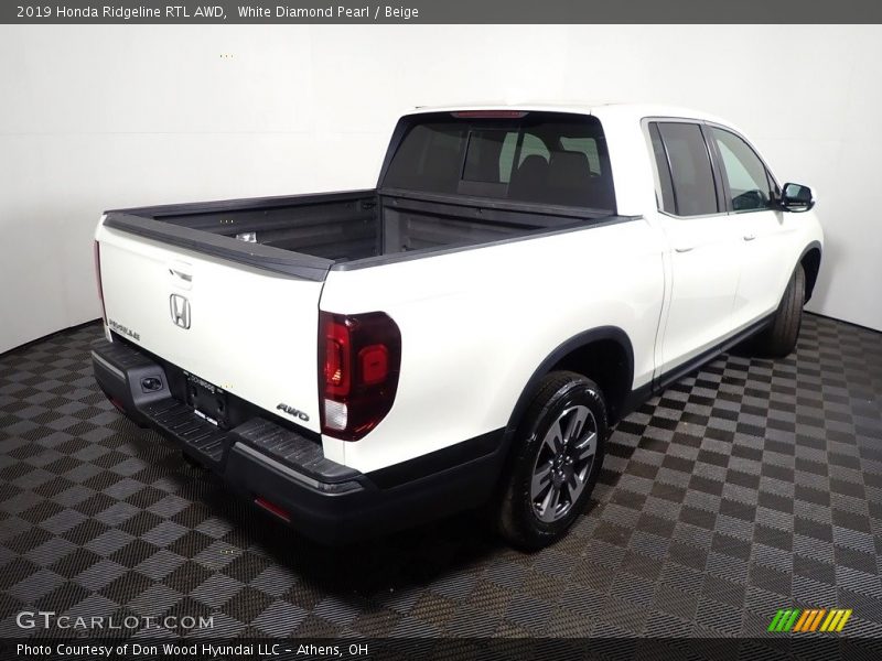 White Diamond Pearl / Beige 2019 Honda Ridgeline RTL AWD