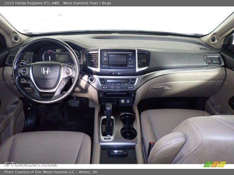 White Diamond Pearl / Beige 2019 Honda Ridgeline RTL AWD