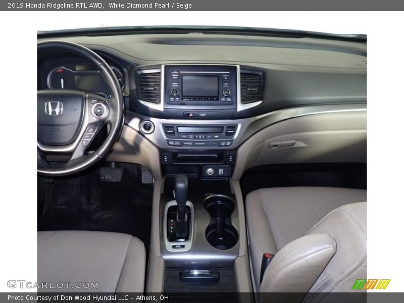 White Diamond Pearl / Beige 2019 Honda Ridgeline RTL AWD