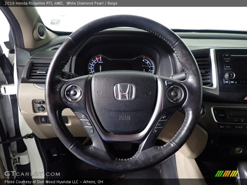 White Diamond Pearl / Beige 2019 Honda Ridgeline RTL AWD