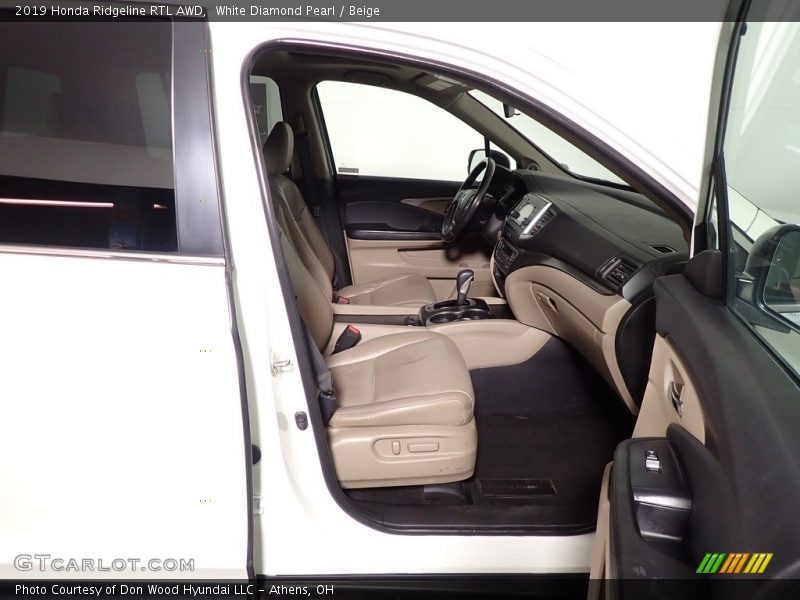 White Diamond Pearl / Beige 2019 Honda Ridgeline RTL AWD
