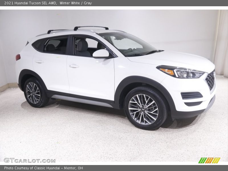 Winter White / Gray 2021 Hyundai Tucson SEL AWD