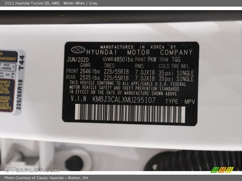 Winter White / Gray 2021 Hyundai Tucson SEL AWD