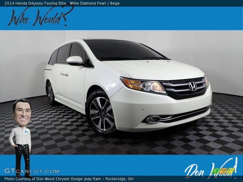 White Diamond Pearl / Beige 2014 Honda Odyssey Touring Elite