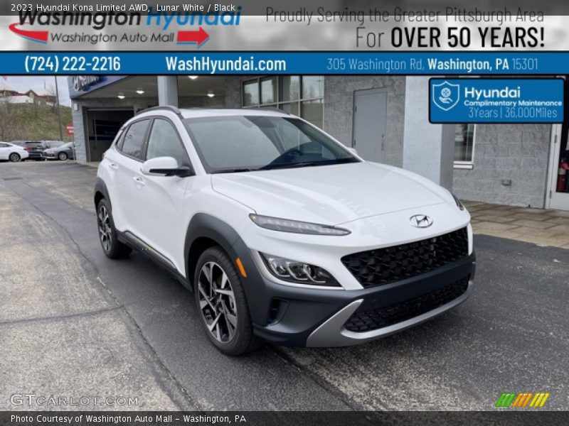Lunar White / Black 2023 Hyundai Kona Limited AWD