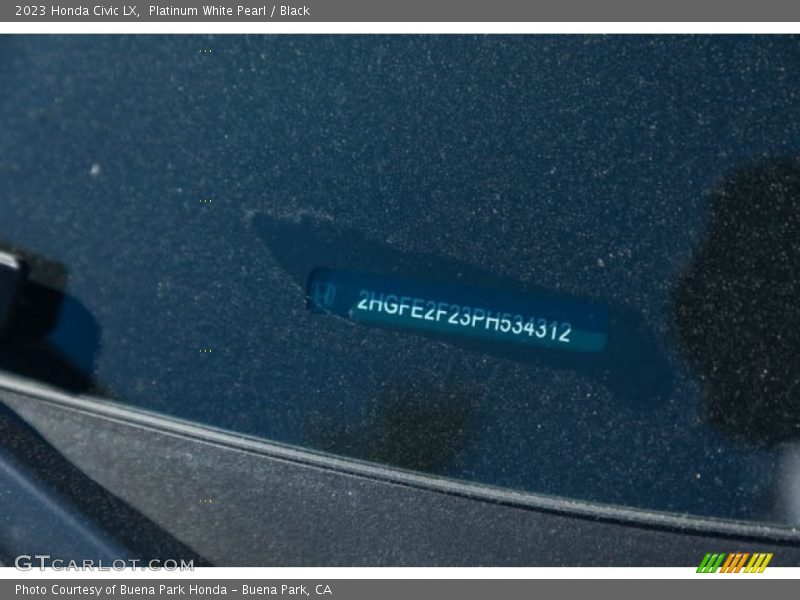 Platinum White Pearl / Black 2023 Honda Civic LX