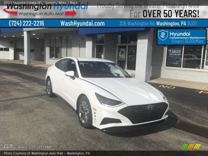 Serenity White / Black 2023 Hyundai Sonata SEL