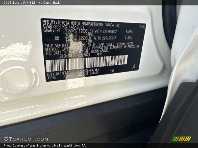 Ice Cap / Black 2023 Toyota RAV4 LE