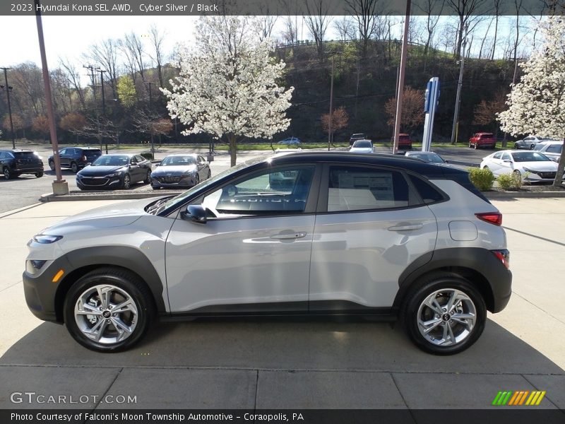 Cyber Silver / Black 2023 Hyundai Kona SEL AWD