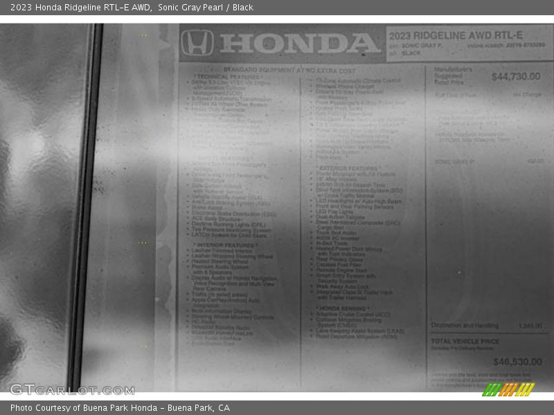 Sonic Gray Pearl / Black 2023 Honda Ridgeline RTL-E AWD