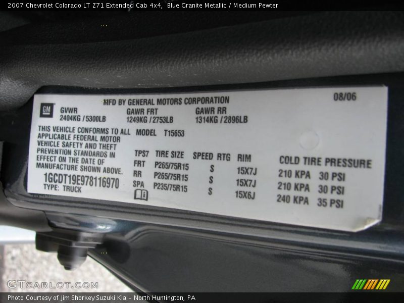 Blue Granite Metallic / Medium Pewter 2007 Chevrolet Colorado LT Z71 Extended Cab 4x4