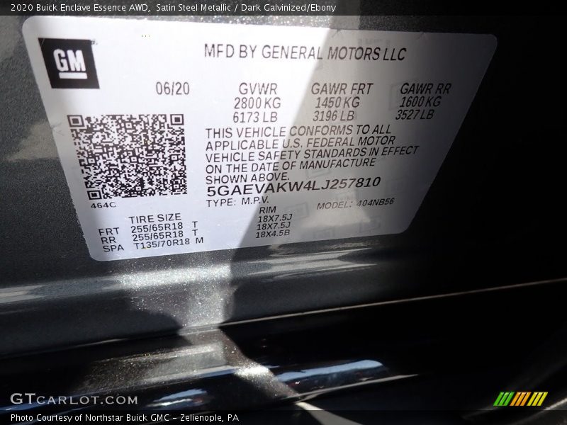 Satin Steel Metallic / Dark Galvinized/Ebony 2020 Buick Enclave Essence AWD