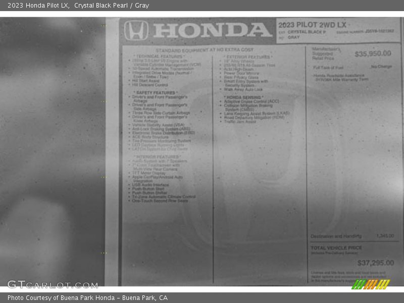 Crystal Black Pearl / Gray 2023 Honda Pilot LX