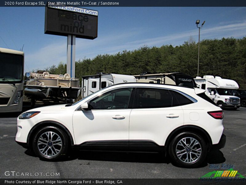 Star White Metallic Tri-Coat / Sandstone 2020 Ford Escape SEL