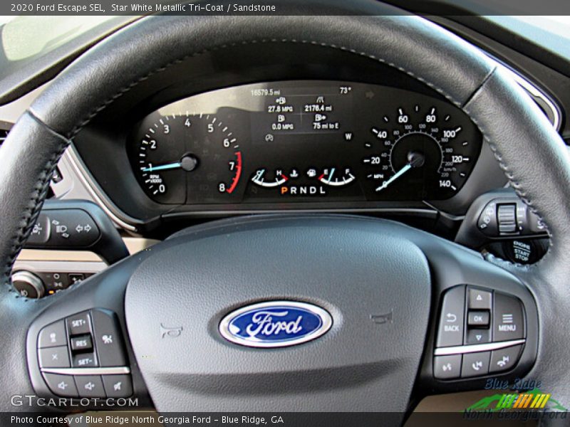 Star White Metallic Tri-Coat / Sandstone 2020 Ford Escape SEL