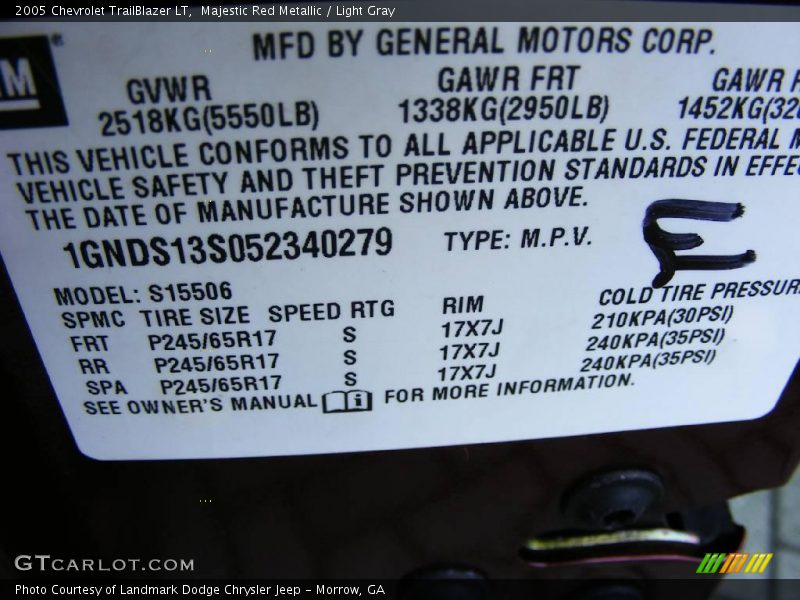 Majestic Red Metallic / Light Gray 2005 Chevrolet TrailBlazer LT