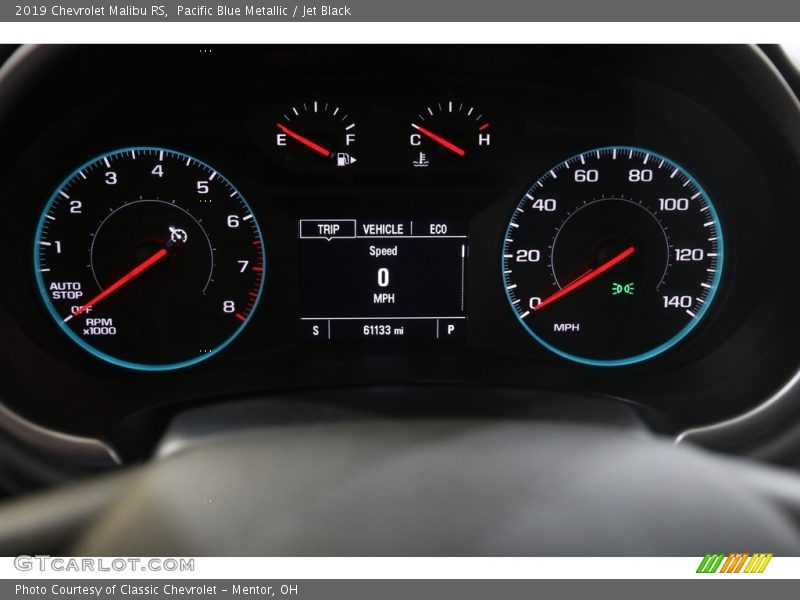 Pacific Blue Metallic / Jet Black 2019 Chevrolet Malibu RS