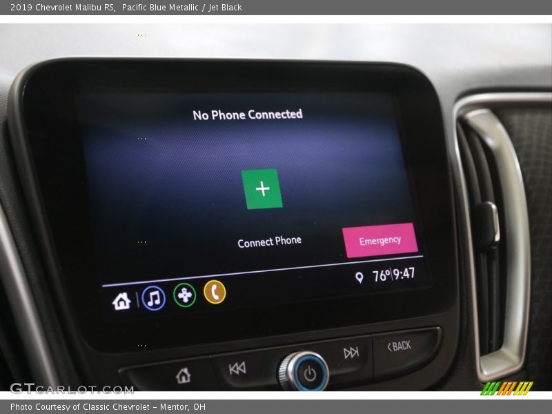 Pacific Blue Metallic / Jet Black 2019 Chevrolet Malibu RS