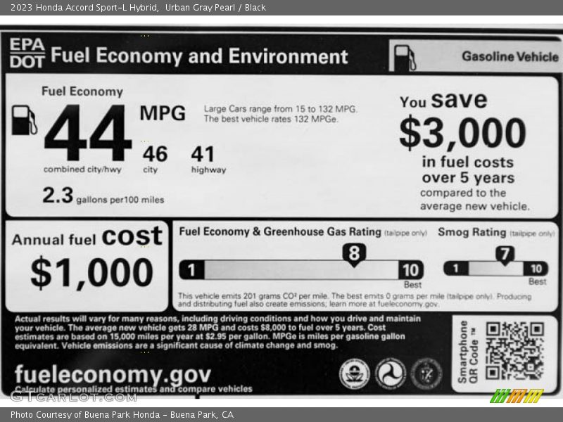 Info Tag of 2023 Accord Sport-L Hybrid