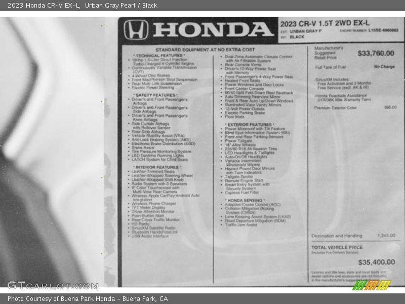 Urban Gray Pearl / Black 2023 Honda CR-V EX-L