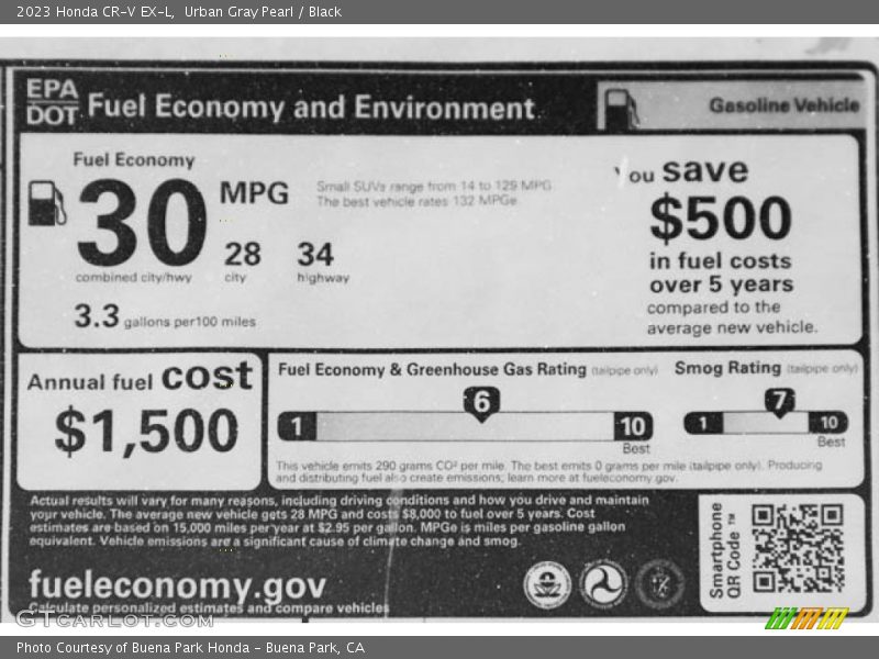 Urban Gray Pearl / Black 2023 Honda CR-V EX-L