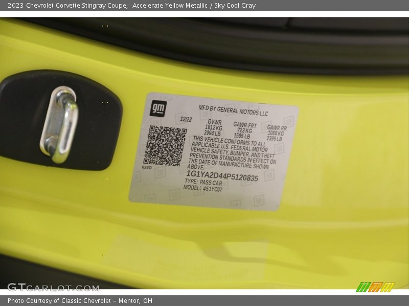 Accelerate Yellow Metallic / Sky Cool Gray 2023 Chevrolet Corvette Stingray Coupe