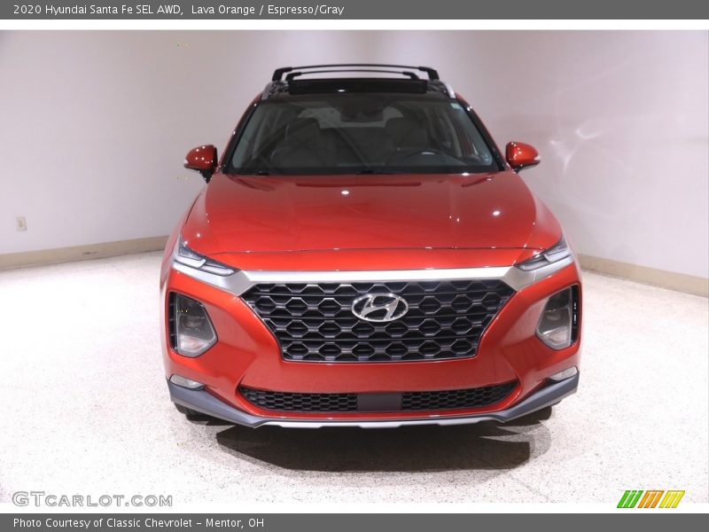 Lava Orange / Espresso/Gray 2020 Hyundai Santa Fe SEL AWD